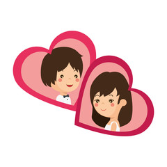 cute couple just married with heart vector illustration design