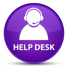 Help desk (customer care icon) special purple round button