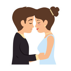 cute couple just married kissing vector illustration design