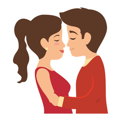 cute couple in love kissing vector illustration design