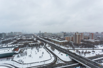 Fototapeta premium Moscow district Kuntsevo. winter aerial view