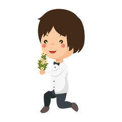 cute husband with flowers avatar character vector illustration design