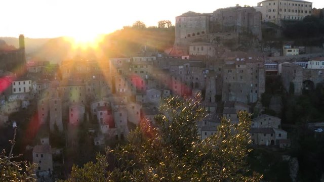 view at the old  famous tuff city Sorano