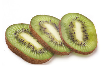 sliced kiwi on white background