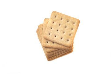salted biscuits on white background