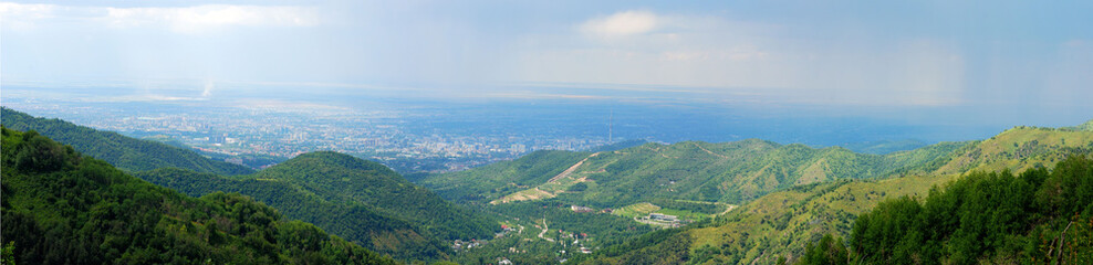 Fototapeta na wymiar Almaty city panoramic view