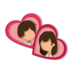 cute couple just married with heart vector illustration design