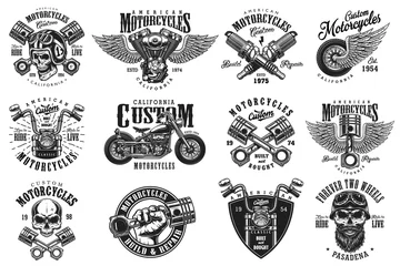 Foto op Plexiglas Set of vintage custom motorcycle emblems, labels, badges, logos, prints, templates. Layered, isolated on white background Easy rider © DGIM studio