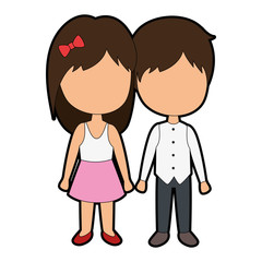 Obraz na płótnie Canvas cute couple just married vector illustration design