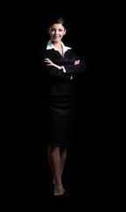 Full body portrait of a confident business woman isolated