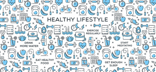Healthy Lifestyle Vector Illustration, Dieting, Fitness & Nutrition
 - obrazy, fototapety, plakaty
