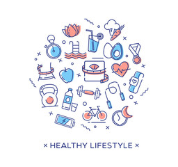 Healthy Lifestyle Vector Illustration, Dieting, Fitness & Nutrition
