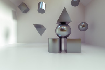 3D rendering of abstract polygon blocks