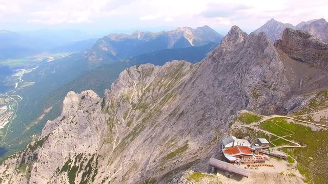  Karwendel cable car mountain station to 2,244 meters (7,362 feet) above sea level. Around this landmark you is numerous hiking and climbing routes. Germany, Central Europe.
