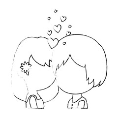 cute couple just married with heart vector illustration design