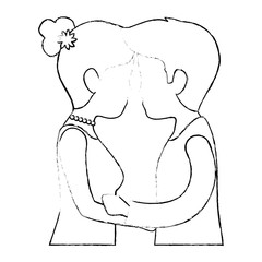 cute couple in love kissing vector illustration design