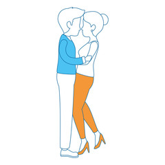 cute couple in love kissing vector illustration design