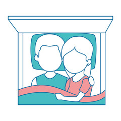 cute couple in love in the bed vector illustration design