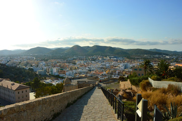 Naklejka premium Beautiful view of Ibiza town from Dalt Vila old town, Balearic Islands, Spain