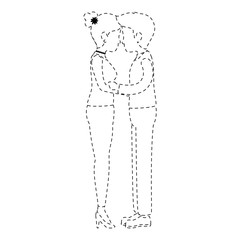 cute couple in love kissing vector illustration design