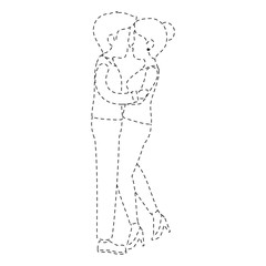 cute couple in love kissing vector illustration design