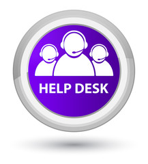 Help desk (customer care team icon) prime purple round button