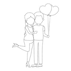 cute couple in love with balloons air vector illustration design