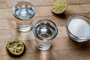 Mezcal Tequila Shots with Lime and Salt
