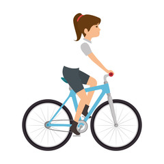 Fototapeta na wymiar woman cyclist riding a bicycle vector illustration design