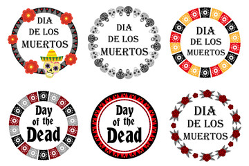 Day of the dead holiday in Mexico seamless pattern with sugar skulls. Skeleton endless background. Dia de Muertos repeating texture. Vector illustration