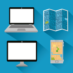 set of gps navigation elements vector illustration graphic design