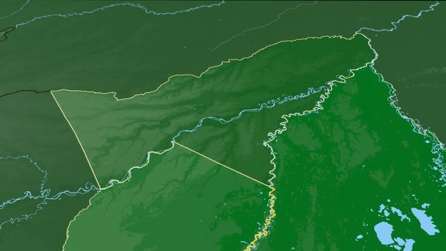 Pando - Bolivia, region extruded. Bumps shaded