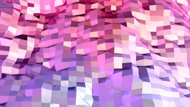 Soft geometric low poly motion background with pure blue red polygons. Abstract simple blue red low poly 3D surface as elegant environment. 4K Fullhd seamless loop background with gradient blue red