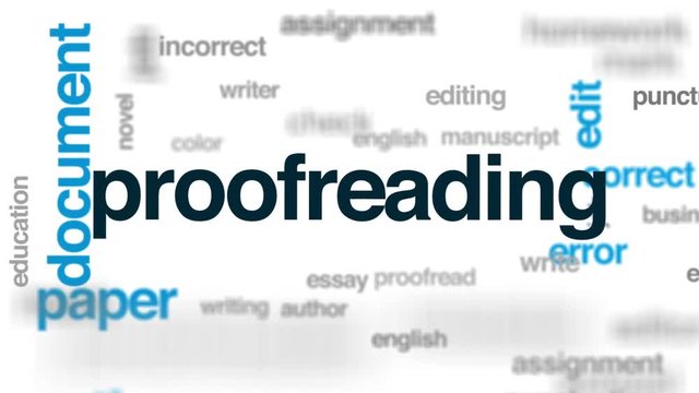 Proofreading animated word cloud, text design animation.