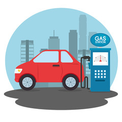 gas station cartoon vector illustration graphic design