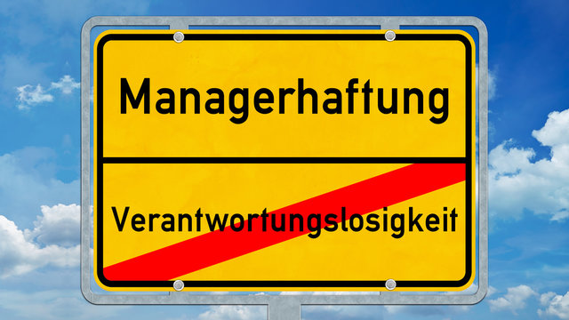 osg42 OrtsSchildGrafik osg - Ortsschild mit der Aufschrift Managerhaftung versus Verantwortungslosigkeit - 16zu9 g5485