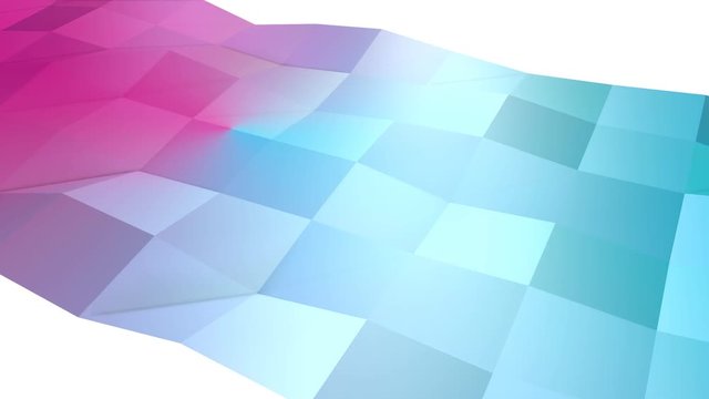 Abstract simple blue pink low poly 3D surface as elegant pattern environment. Soft geometric low poly motion background of shifting pure blue pink polygons. 4K Fullhd seamless loop background