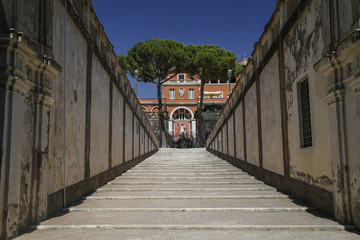 Fototapeta na wymiar Stone Wall Alley Way in Rome