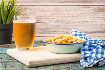 Tasty lupins and glass of beer