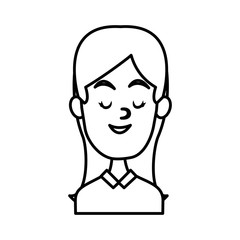 Woman smiling with eyes closed icon vector illustration graphic design