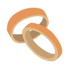 Isolated pair of rings on a white background, Vector illustration