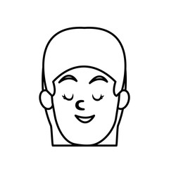 Woman smiling with eyes closed icon vector illustration graphic design