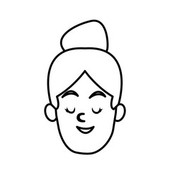 Woman smiling with eyes closed icon vector illustration graphic design