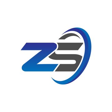 vector initial logo letters zs with circle swoosh blue gray