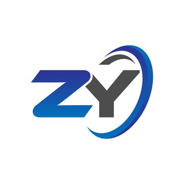 vector initial logo letters zy with circle swoosh blue gray