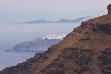 Greek islands between fog and mist 