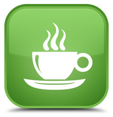 Coffee cup icon special soft green square button