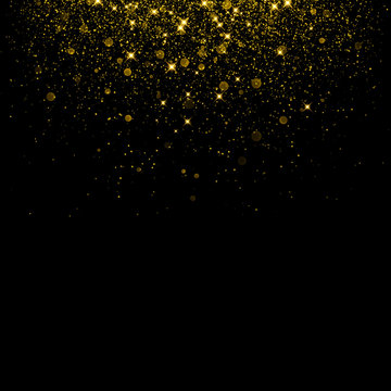 Gold Glitter Background With Sparkle Shine Confetti.