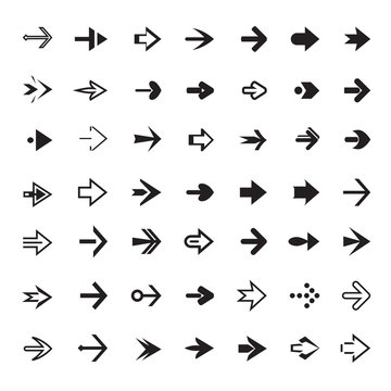 Set of black vector arrows
