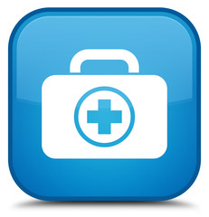 First aid kit icon special cyan blue square button